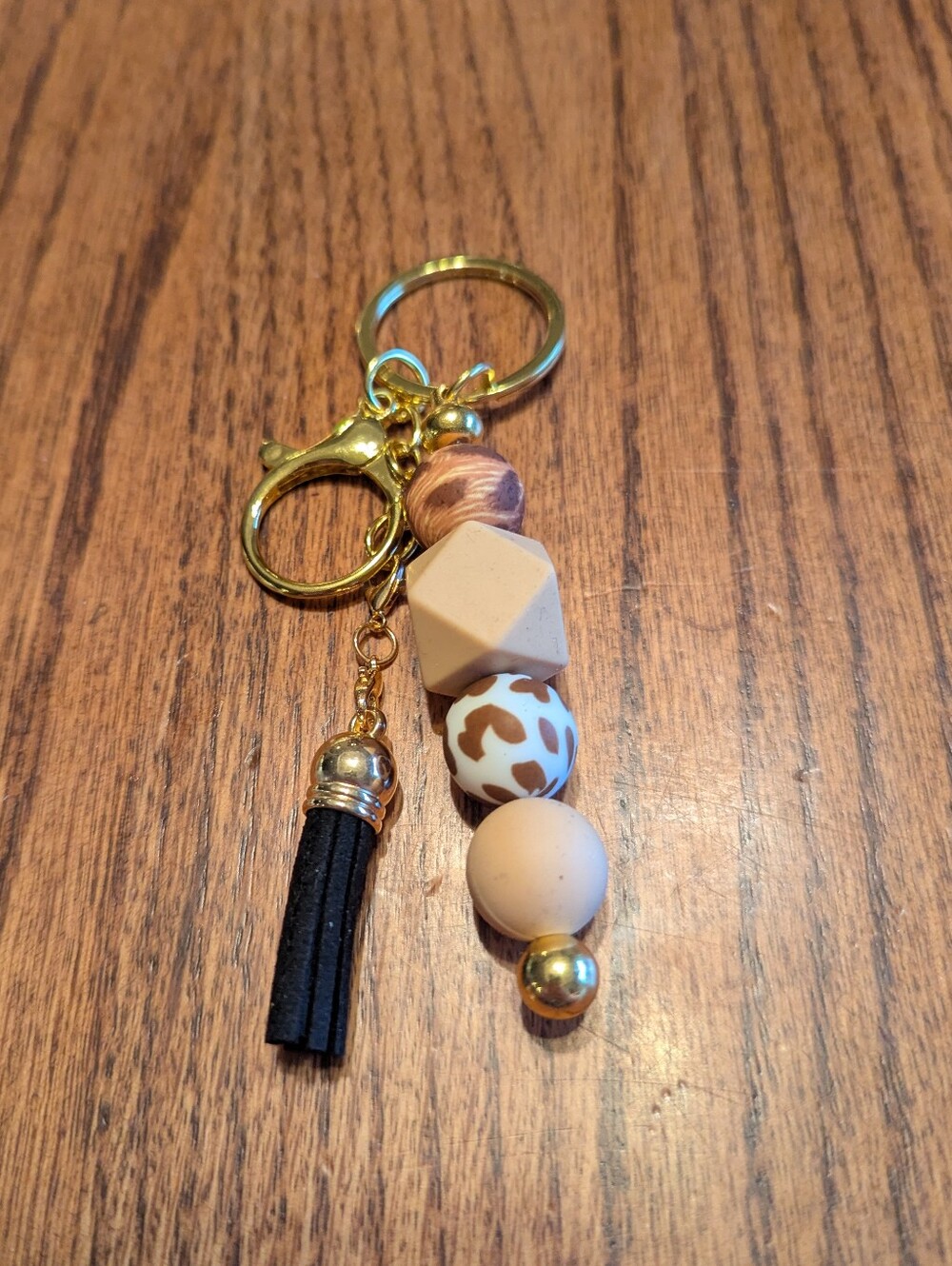 Tan key Chain with silicone beads